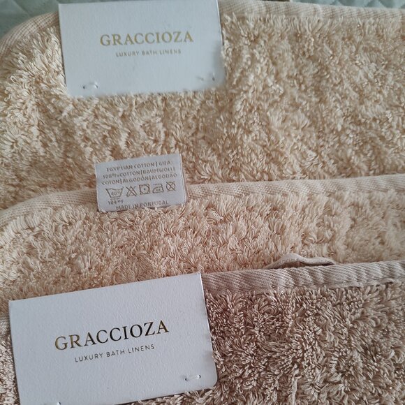 GRACCIOZA EGOIST WASHCLOTHS EGYPTIAN COTTON GIZA 800 GSM WHEAT-LINEN TWO 12x12 - Picture 3 of 5